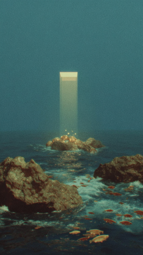 golden beam over water — midjourney